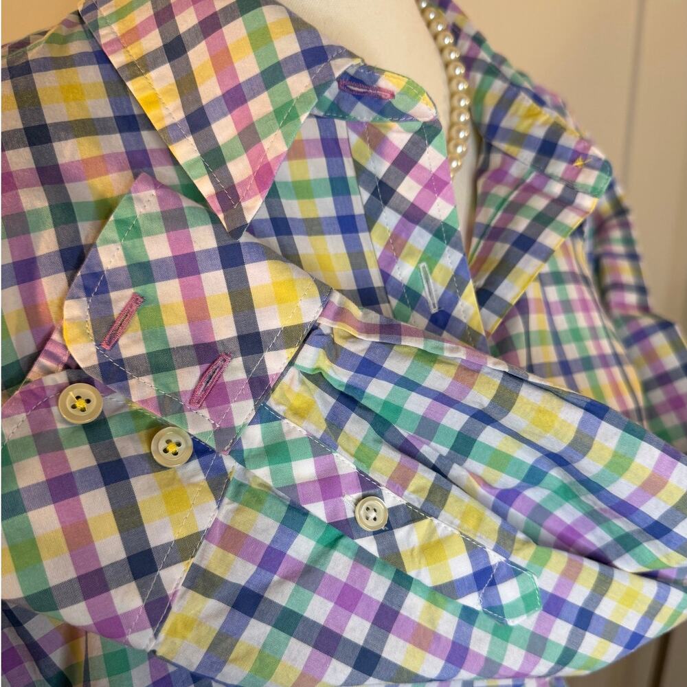 Talbots Plus Multicolor Gingham Button-Down Shirt… - image 4